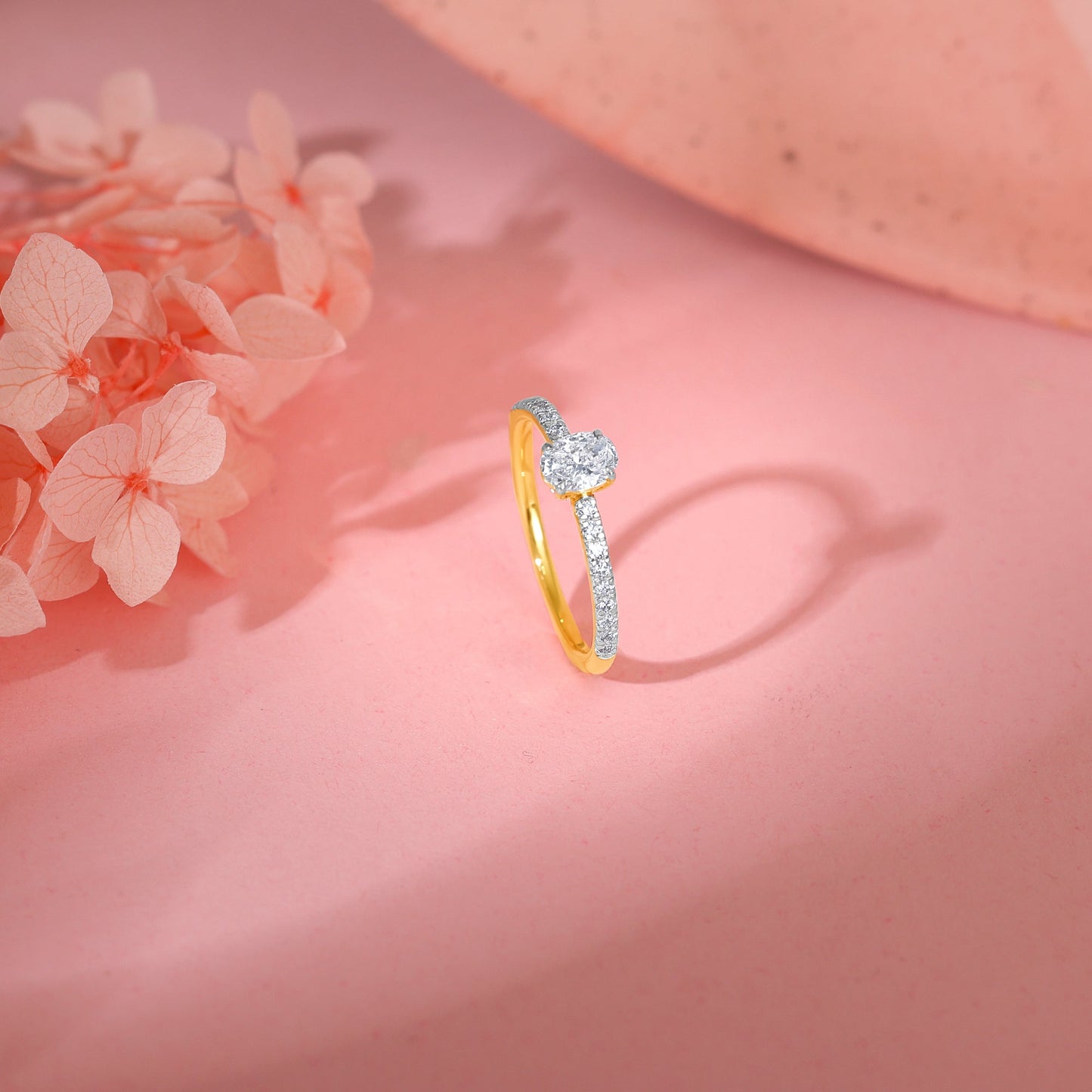 Gold Ovate Solitaire Lab Grown Diamond Ring