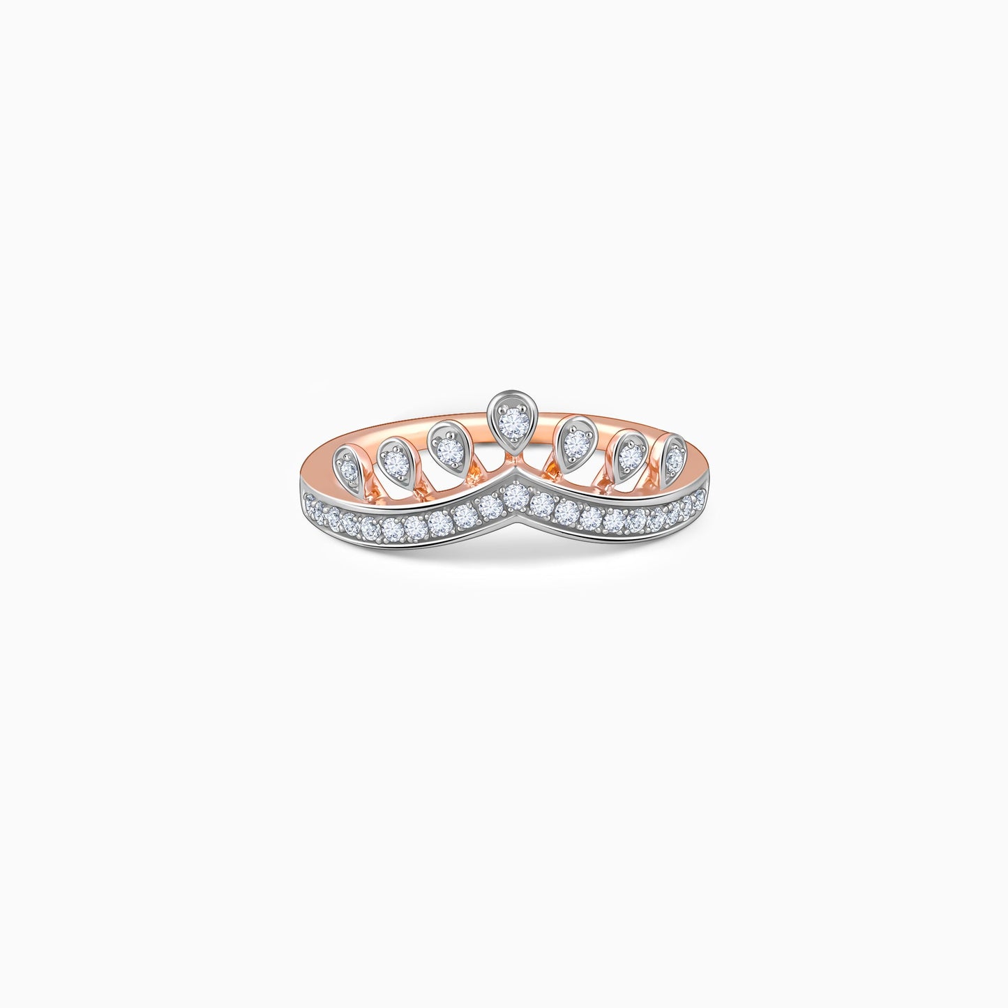 Rose Gold Tiara Crown Lab Grown Diamond Ring