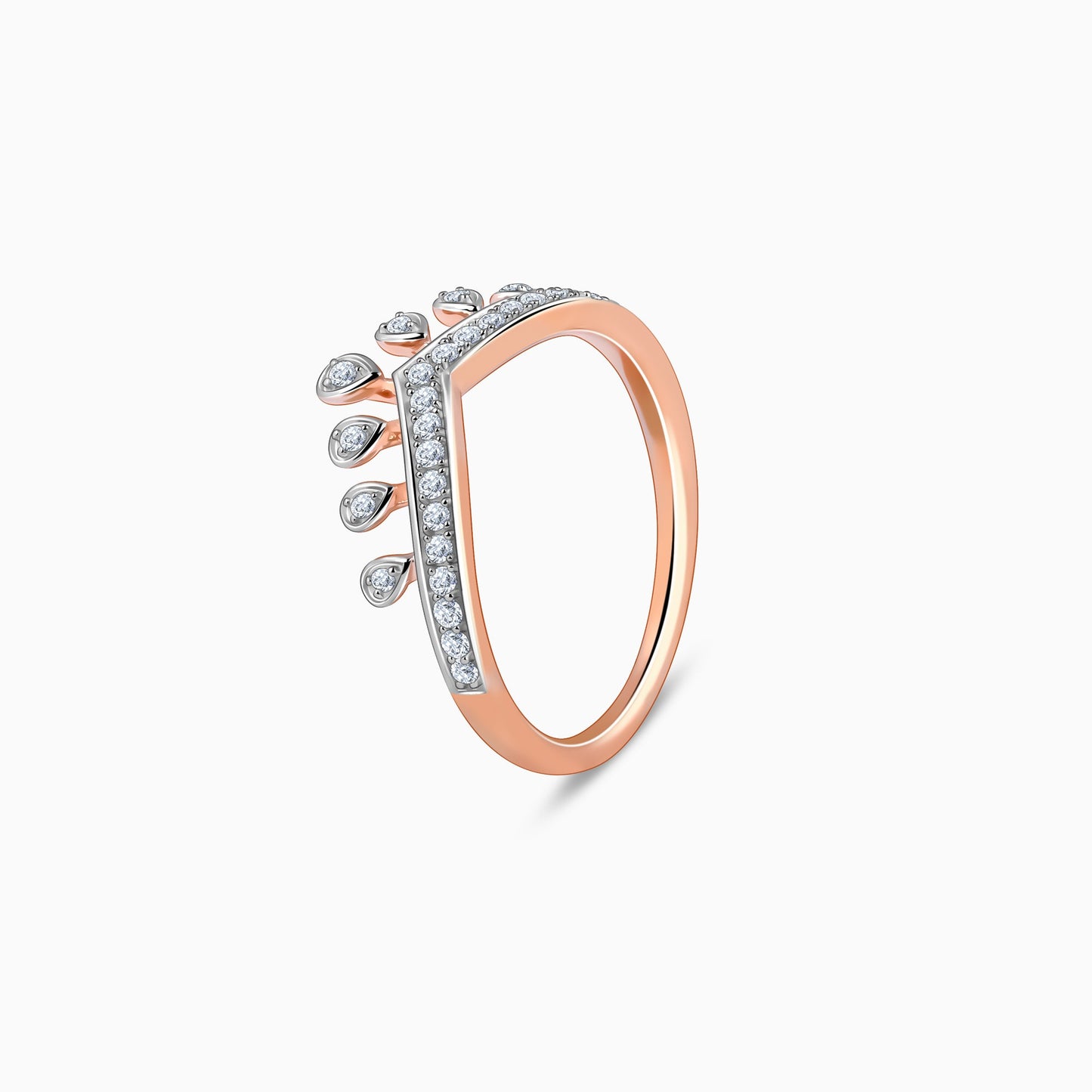 Rose Gold Tiara Crown Lab Grown Diamond Ring