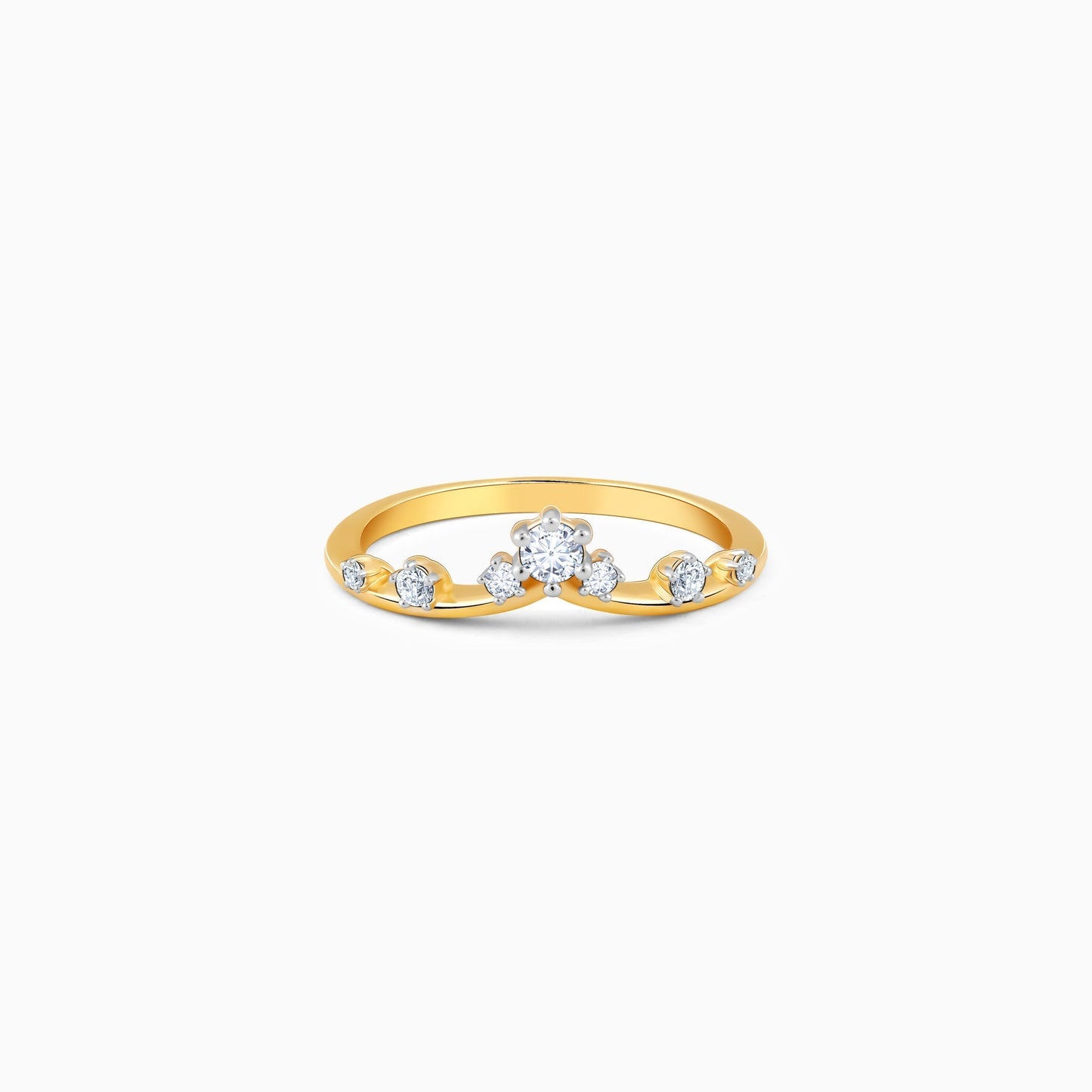 Gold Floral Tiara Lab Grown Diamond Ring