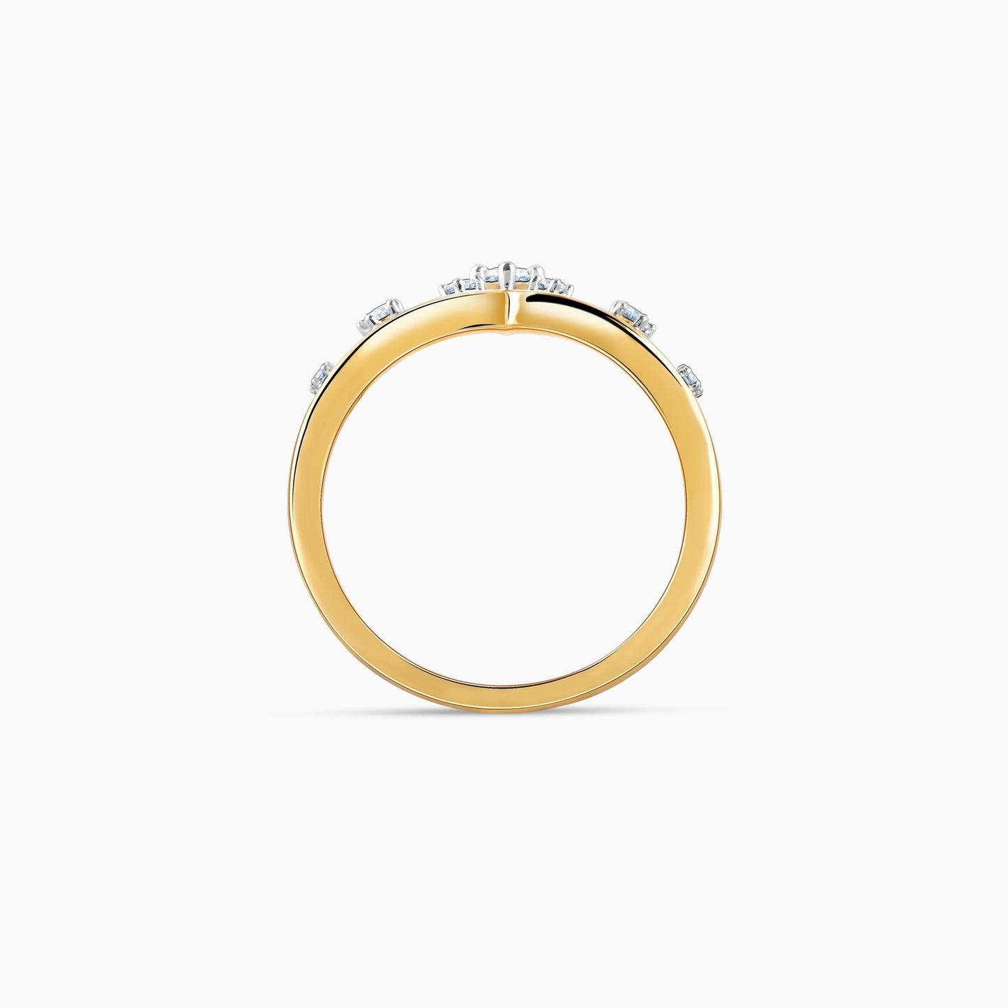 Gold Floral Tiara Lab Grown Diamond Ring