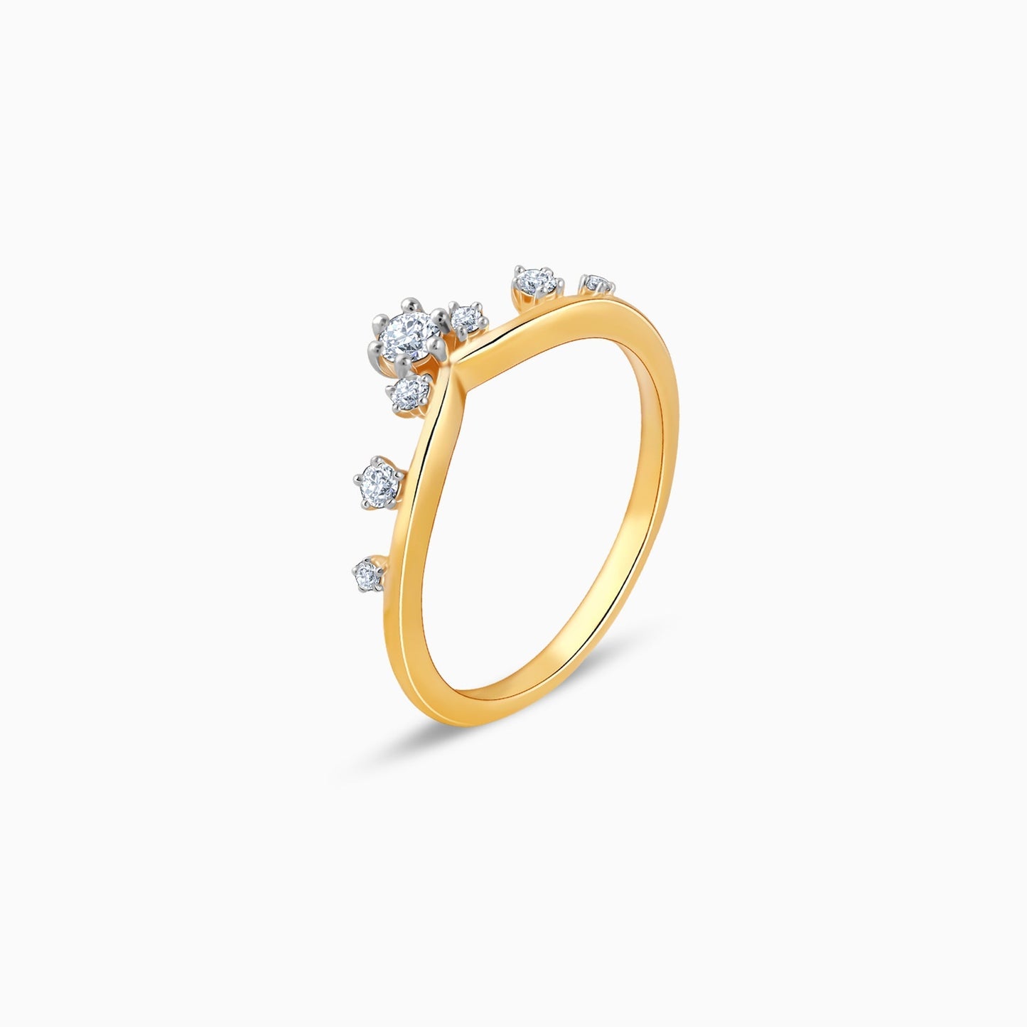 Gold Floral Tiara Lab Grown Diamond Ring