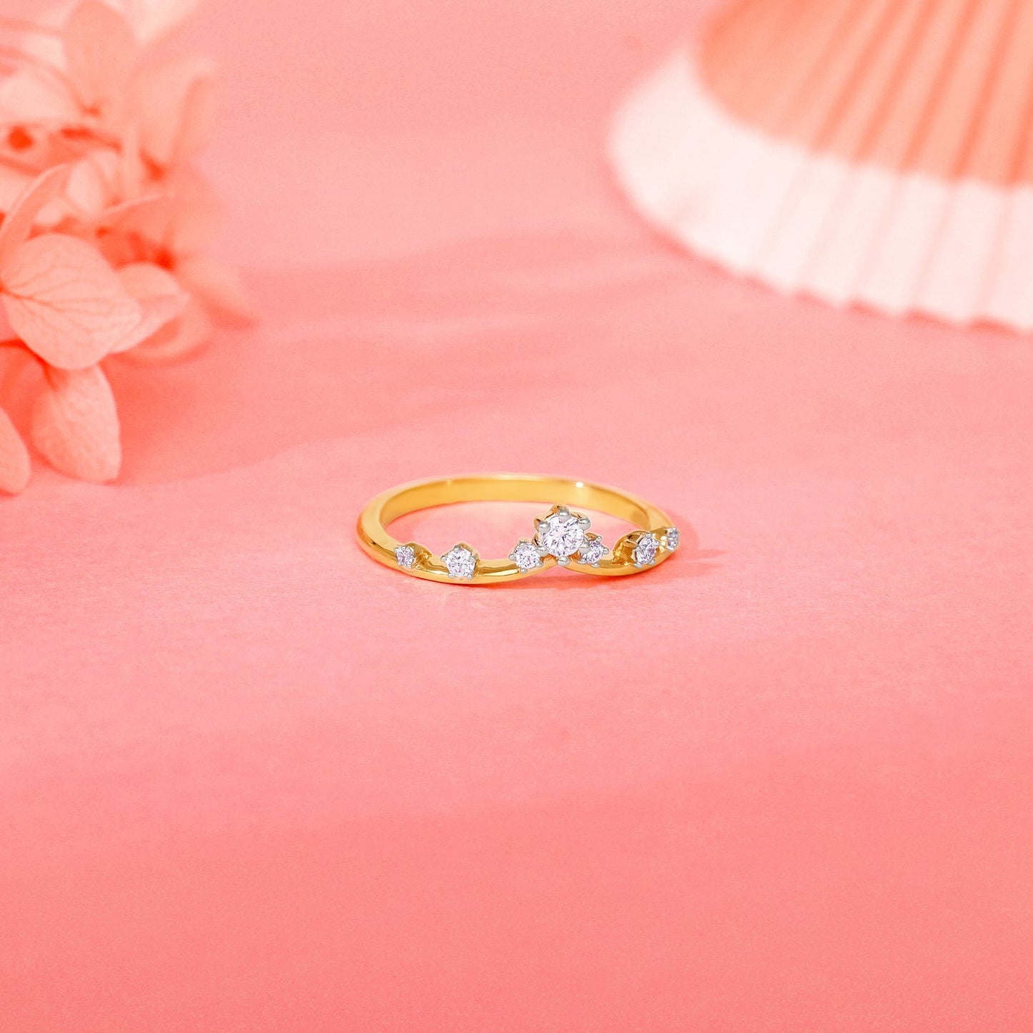 Gold Floral Tiara Lab Grown Diamond Ring