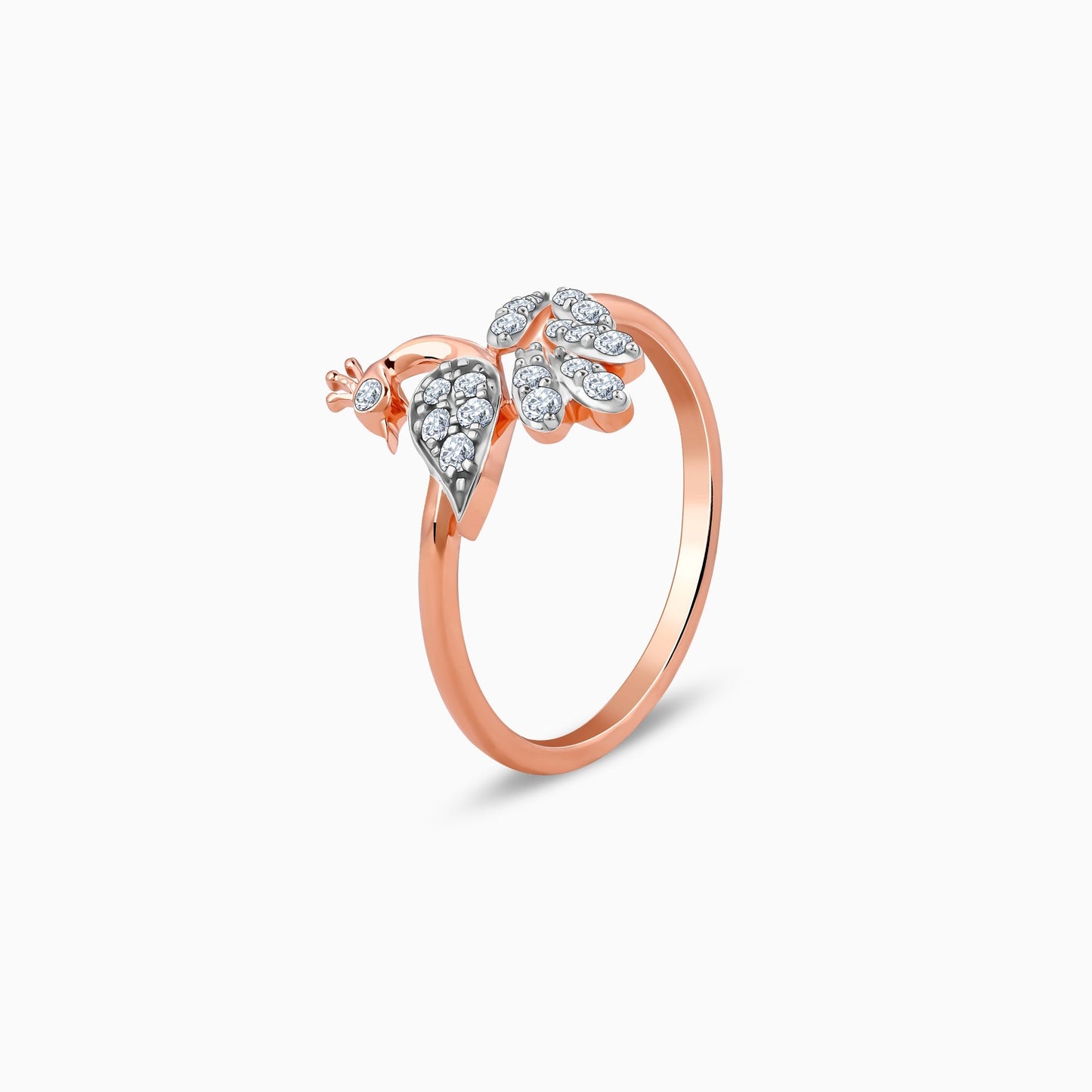 Rose Gold Peacock Lab Grown Diamond Ring