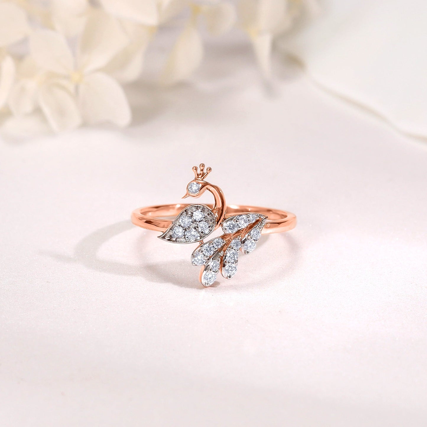 Rose Gold Peacock Lab Grown Diamond Ring