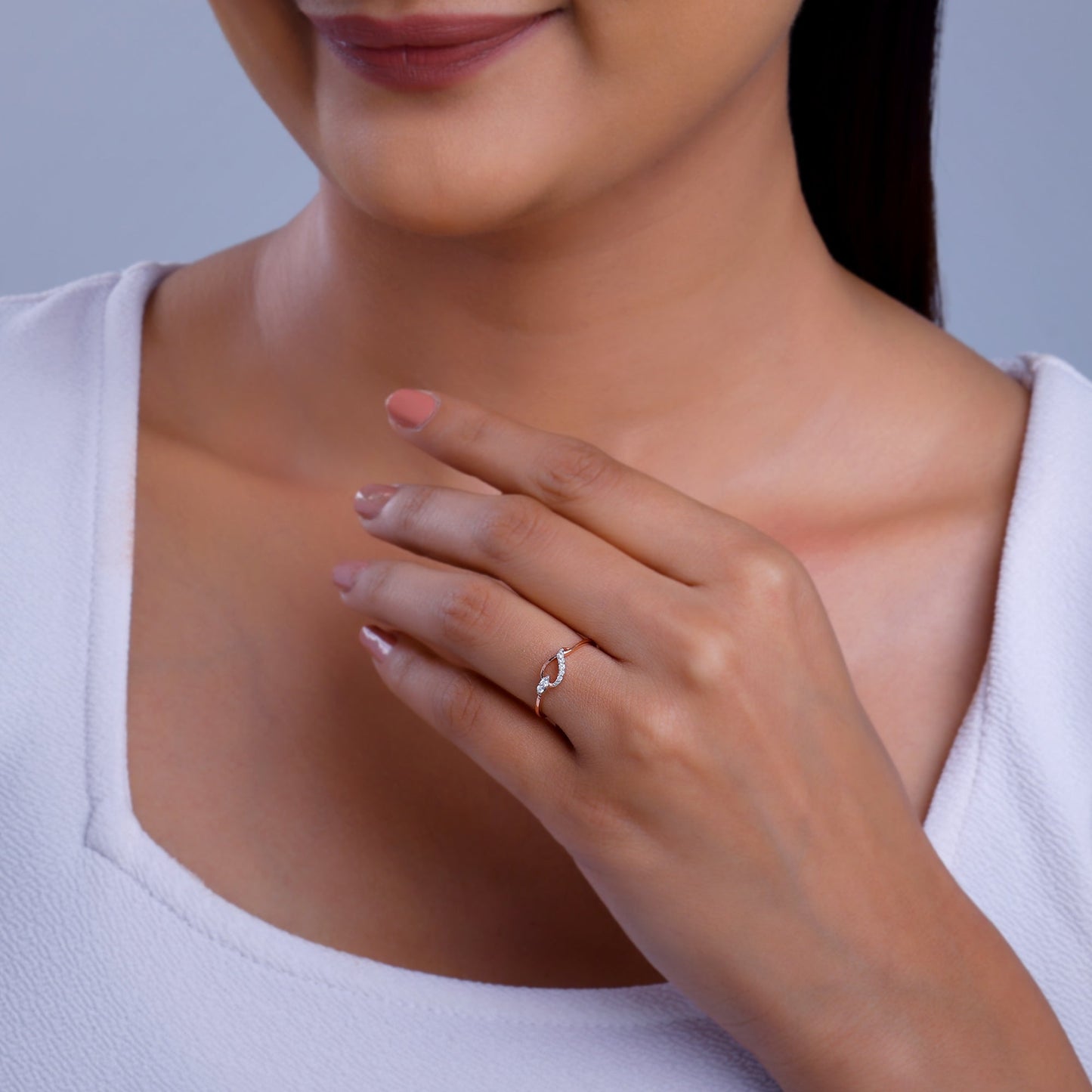 Rose Gold Flambe Lab Grown Diamond Ring