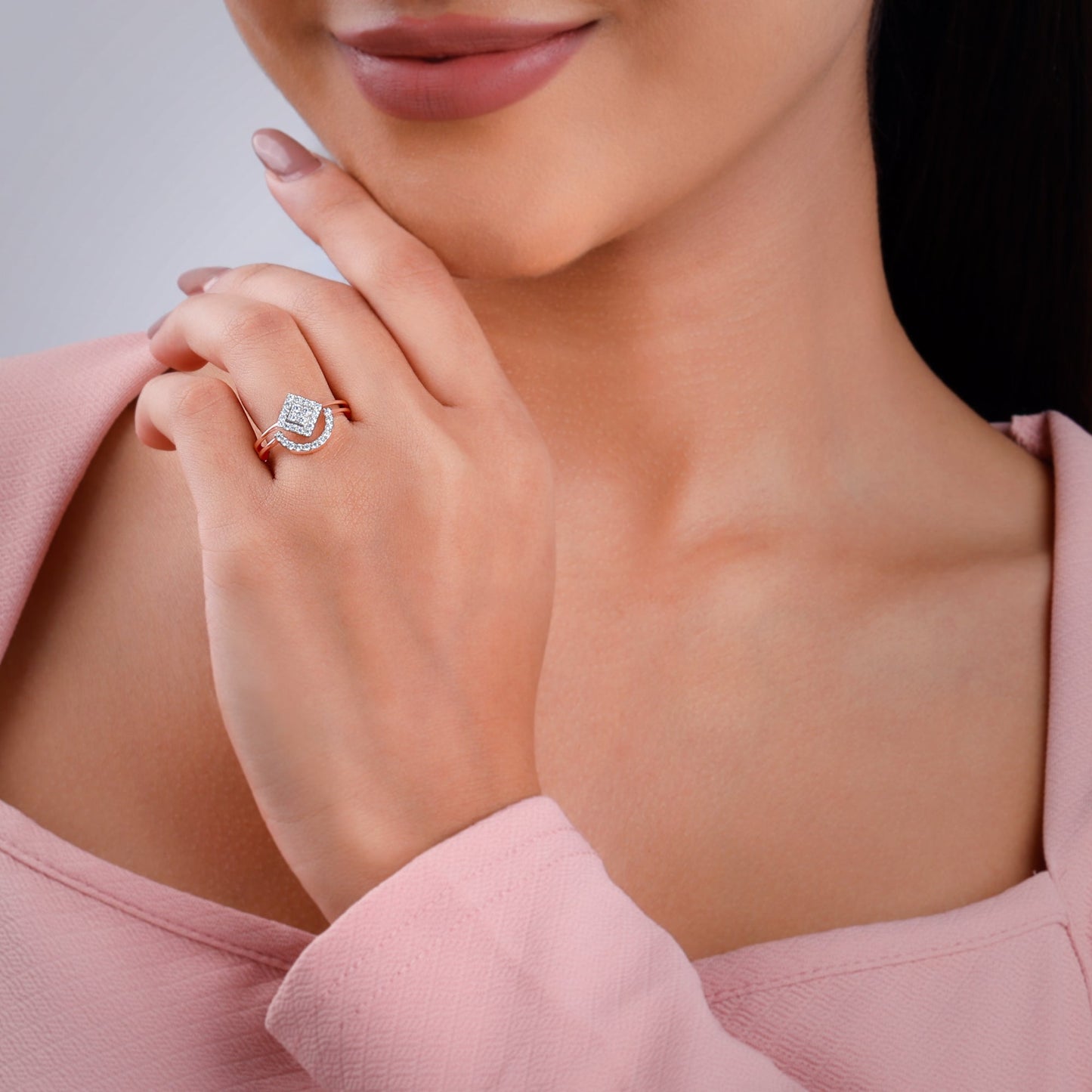 Rose Gold Halo Prism Lab Grown Diamond Ring