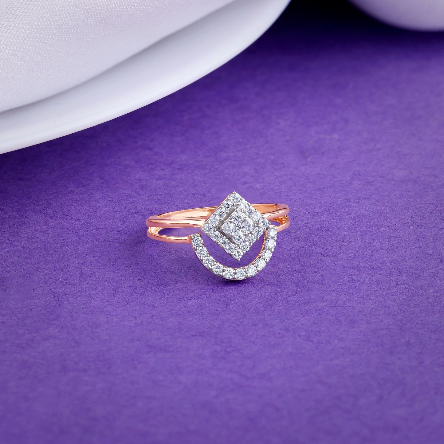 Rose Gold Halo Prism Lab Grown Diamond Ring