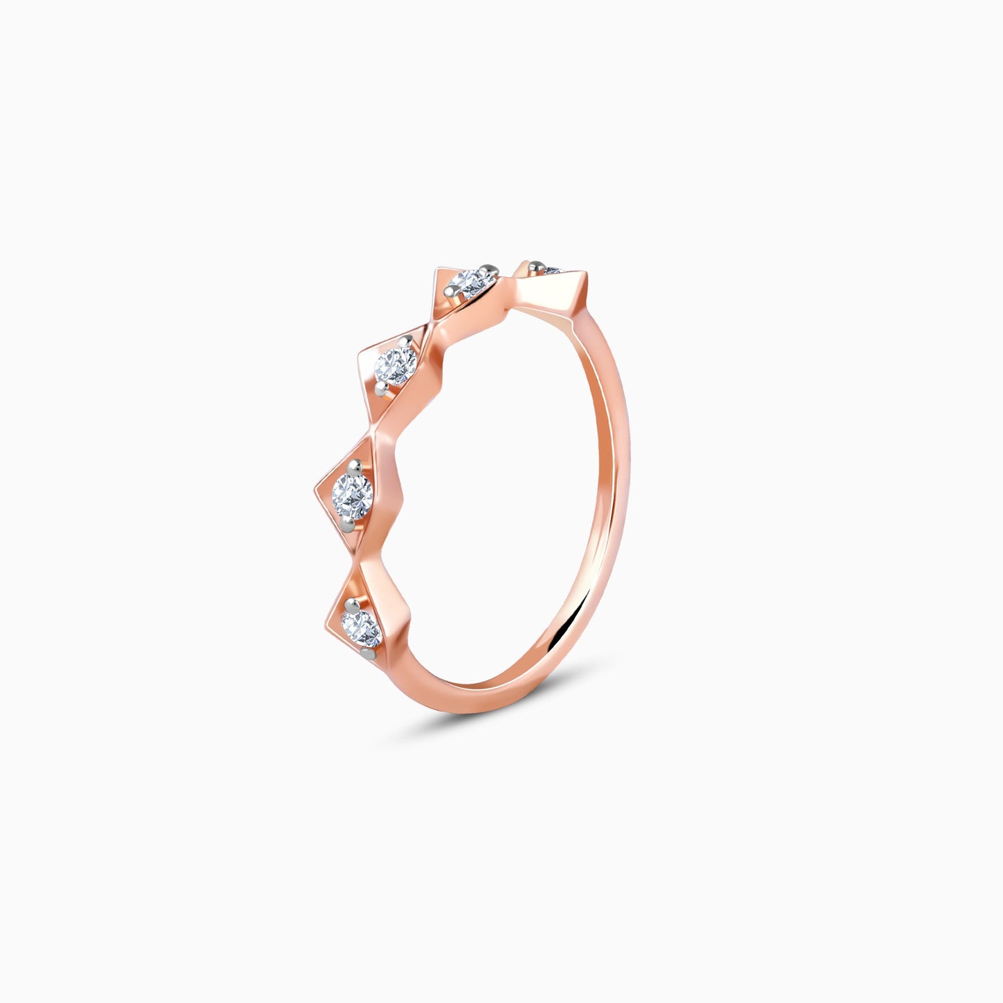 Rose Gold Cute Square Lab Grown Diamond Ring