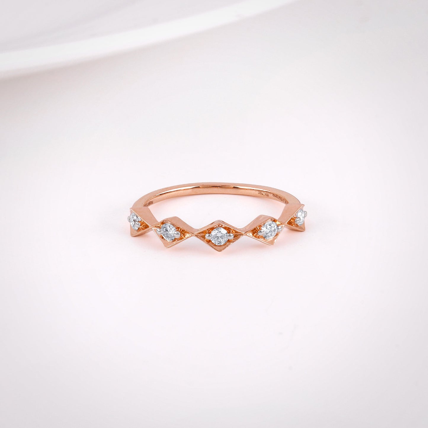 Rose Gold Cute Square Lab Grown Diamond Ring