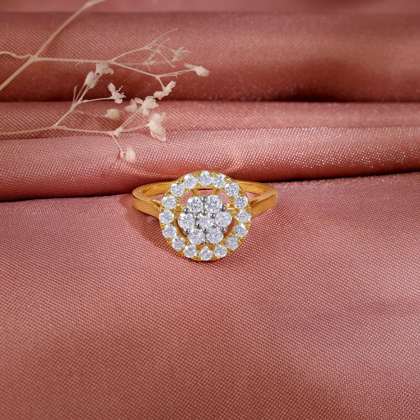 Gold Aurora Halo Lab Grown Diamond Ring