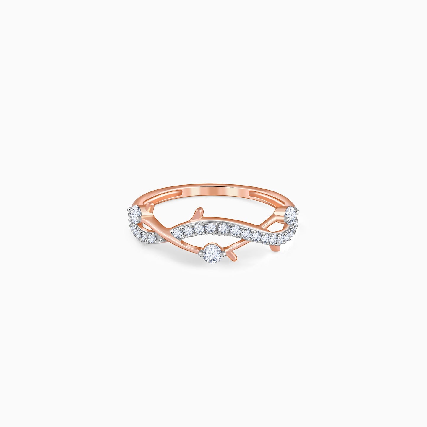 Rose Gold Wavy Lab Grown Diamond Ring