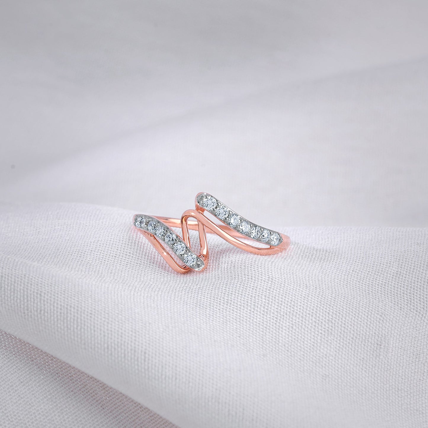 Rose Gold Spiral Lab Grown Diamond Ring