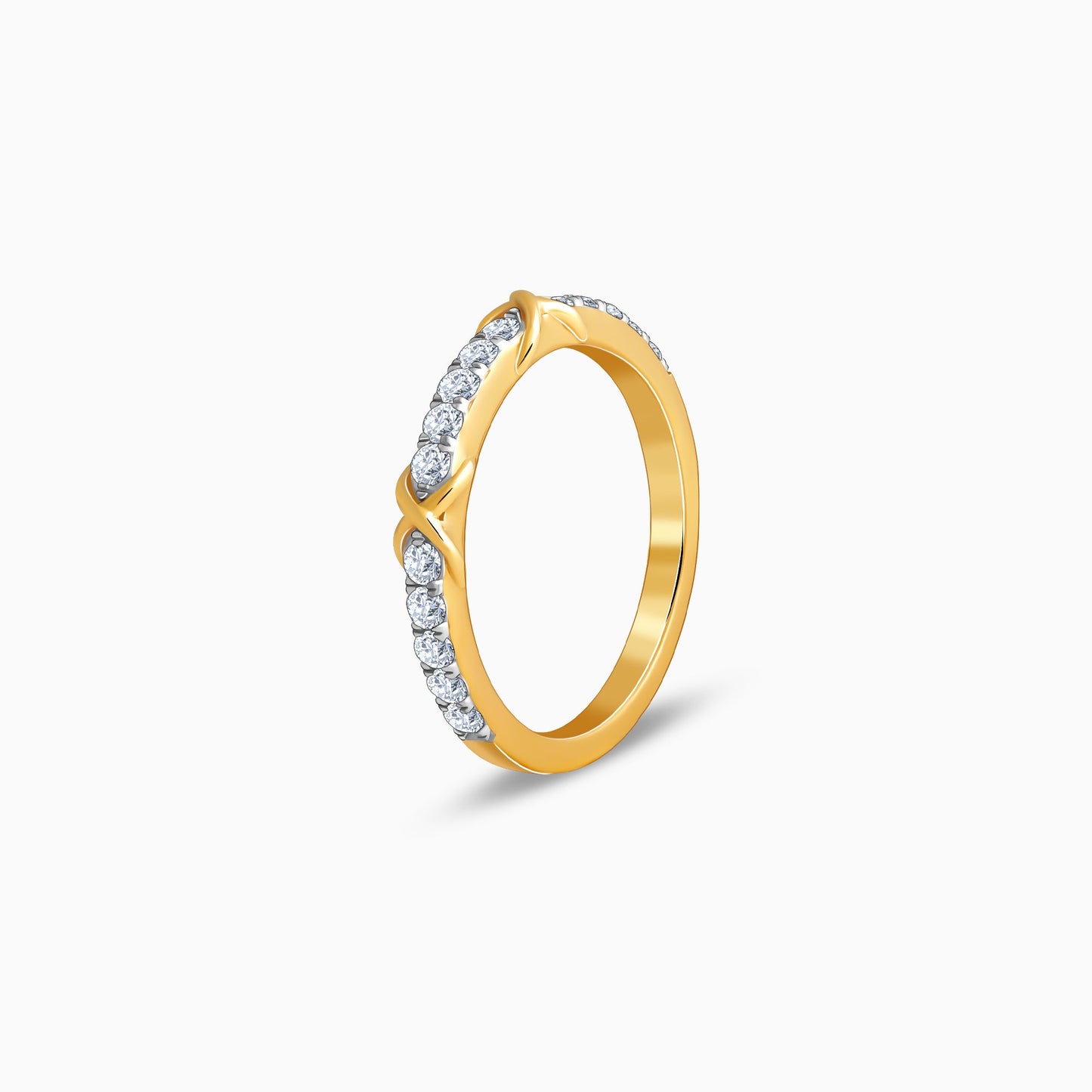 Gold Crossroads Channel Lab Grown Diamond Ring