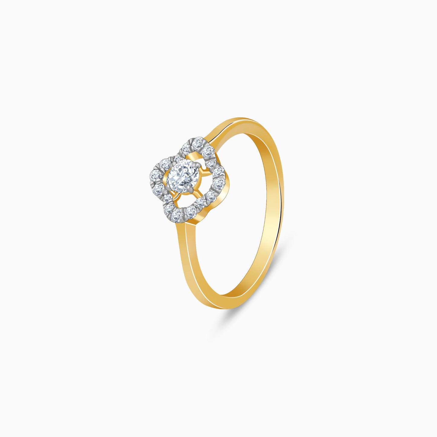 Gold Gilded Quatrefoil Lab Grown Diamond Ring