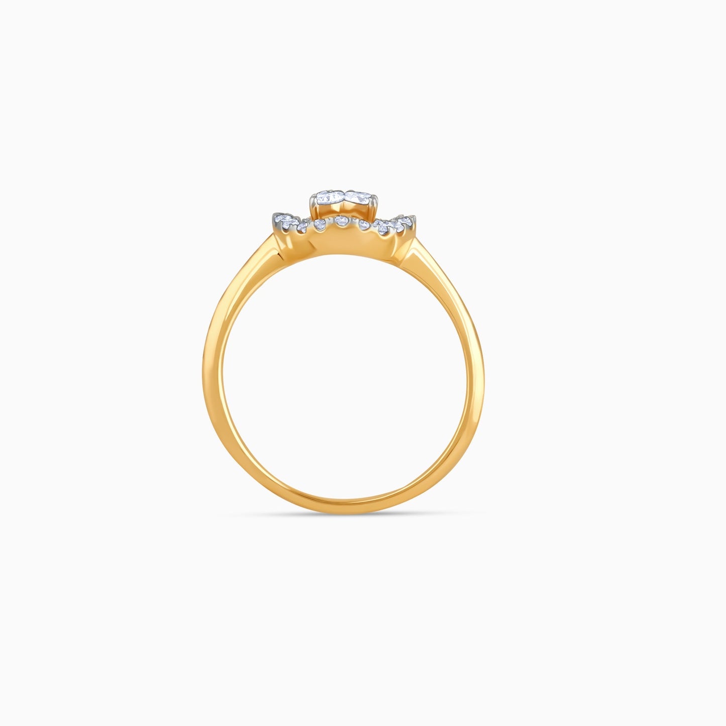 Gold Plumeria Halo Lab Grown Diamond Ring