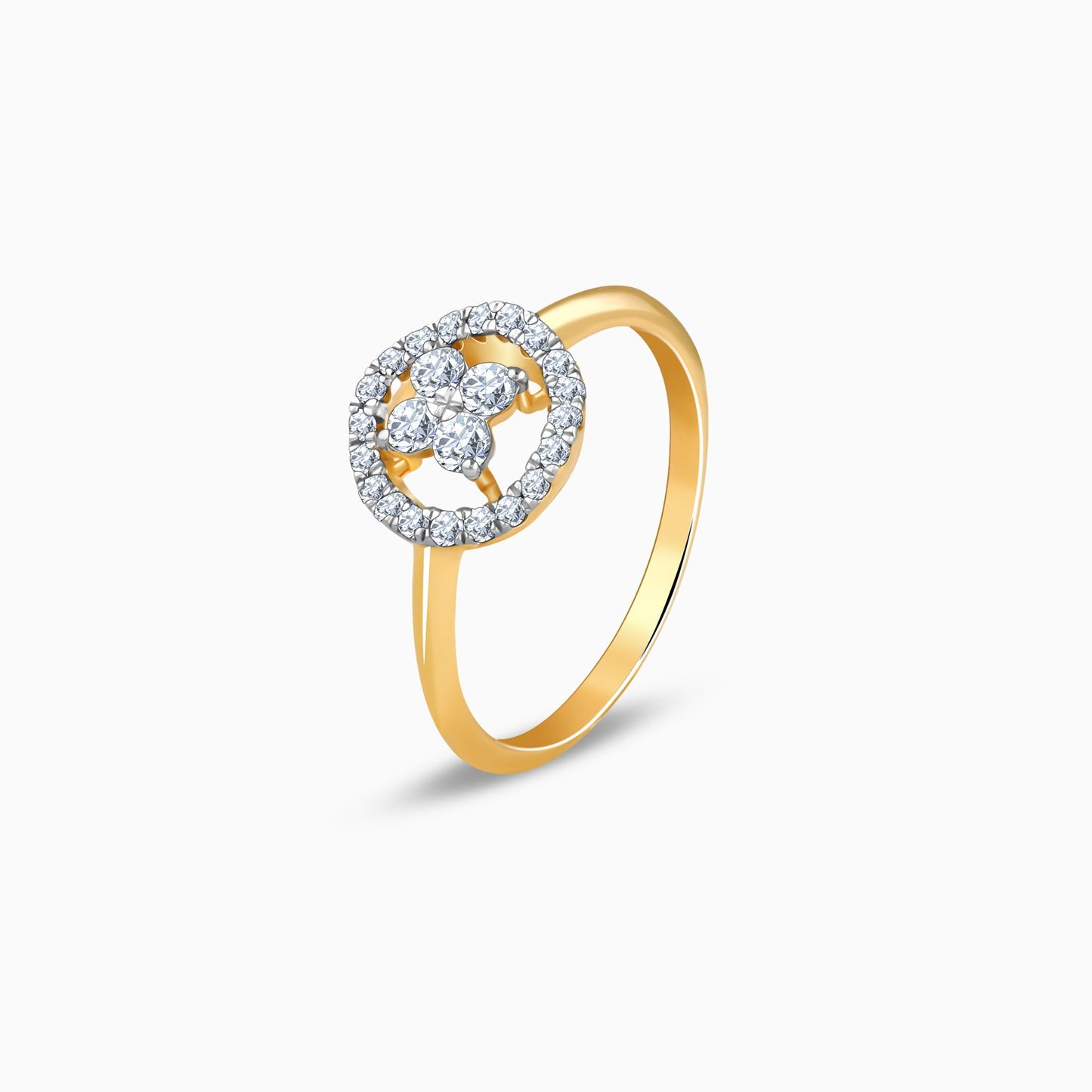 Gold Plumeria Halo Lab Grown Diamond Ring