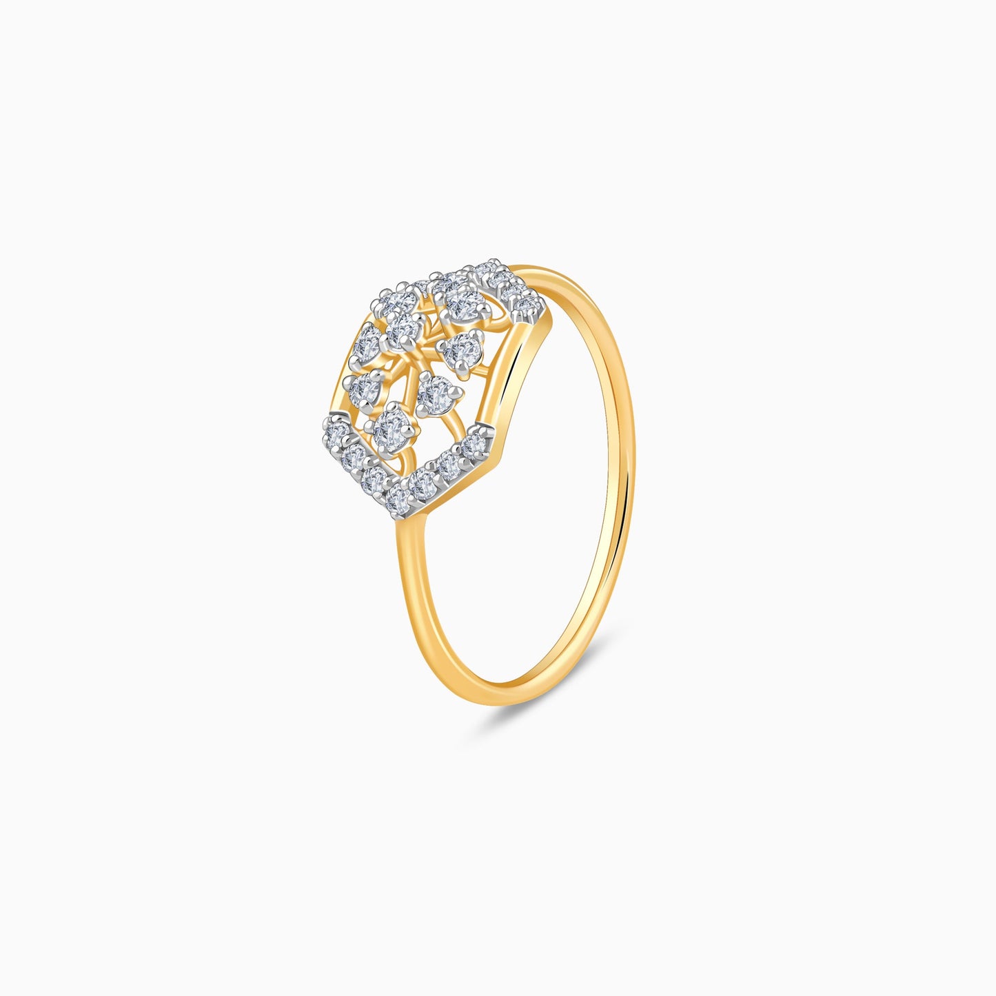 Gold Hexagonaria Lab Grown Diamond Ring