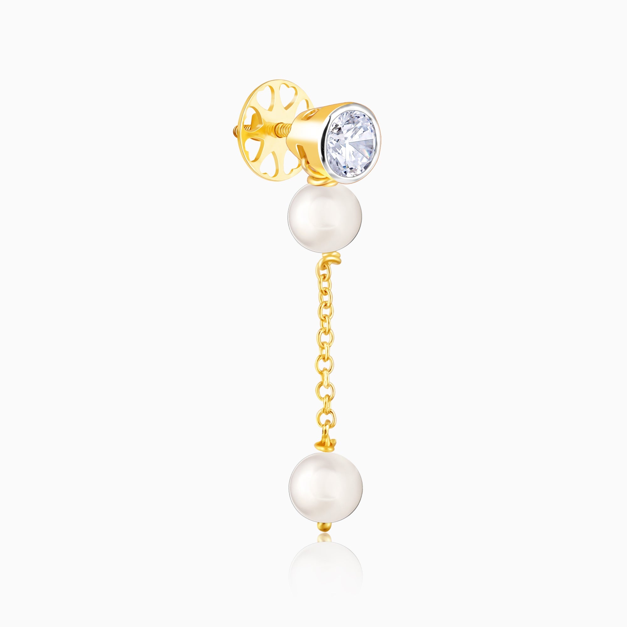 Gold Moonlit Pearls Diamond Earrings