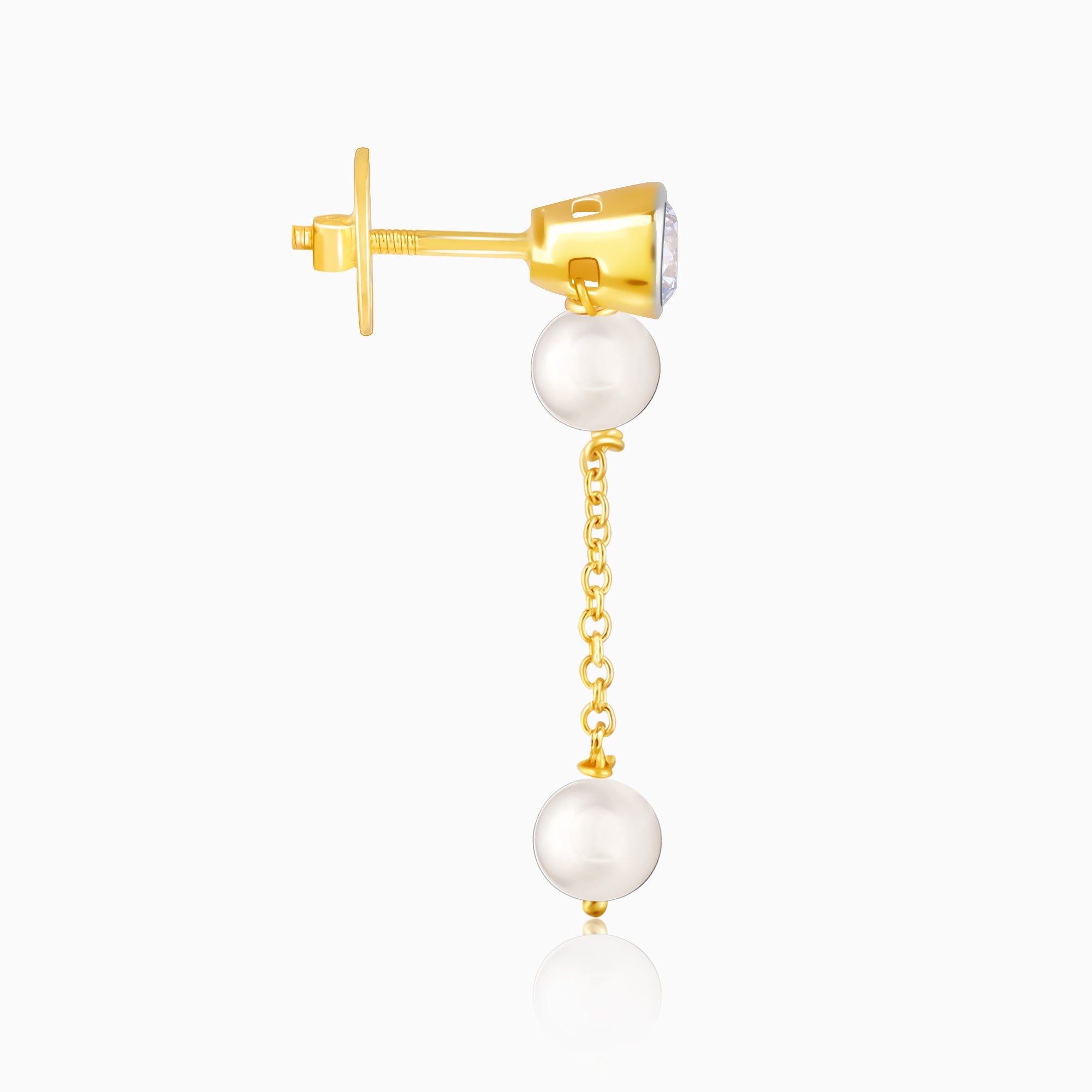 Gold Moonlit Pearls Diamond Earrings