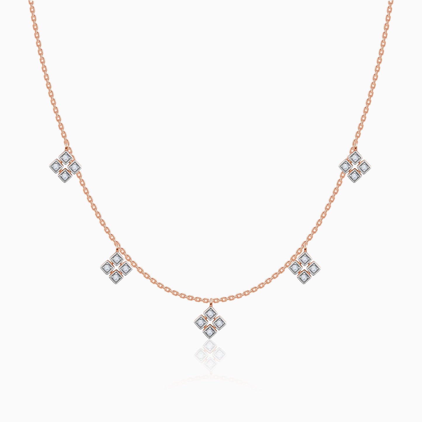 Rose Gold Geometric Lab Grown Diamond Necklace