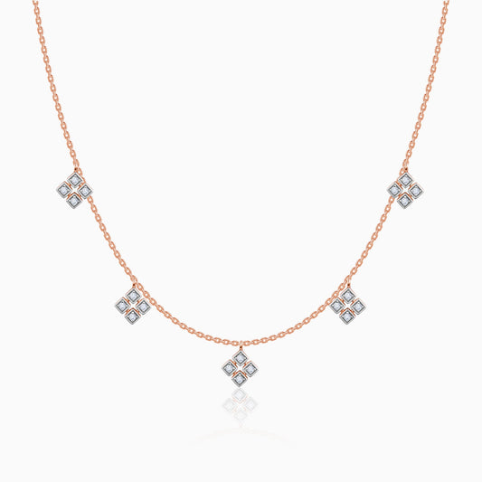 Rose Gold Geometric Lab Grown Diamond Necklace