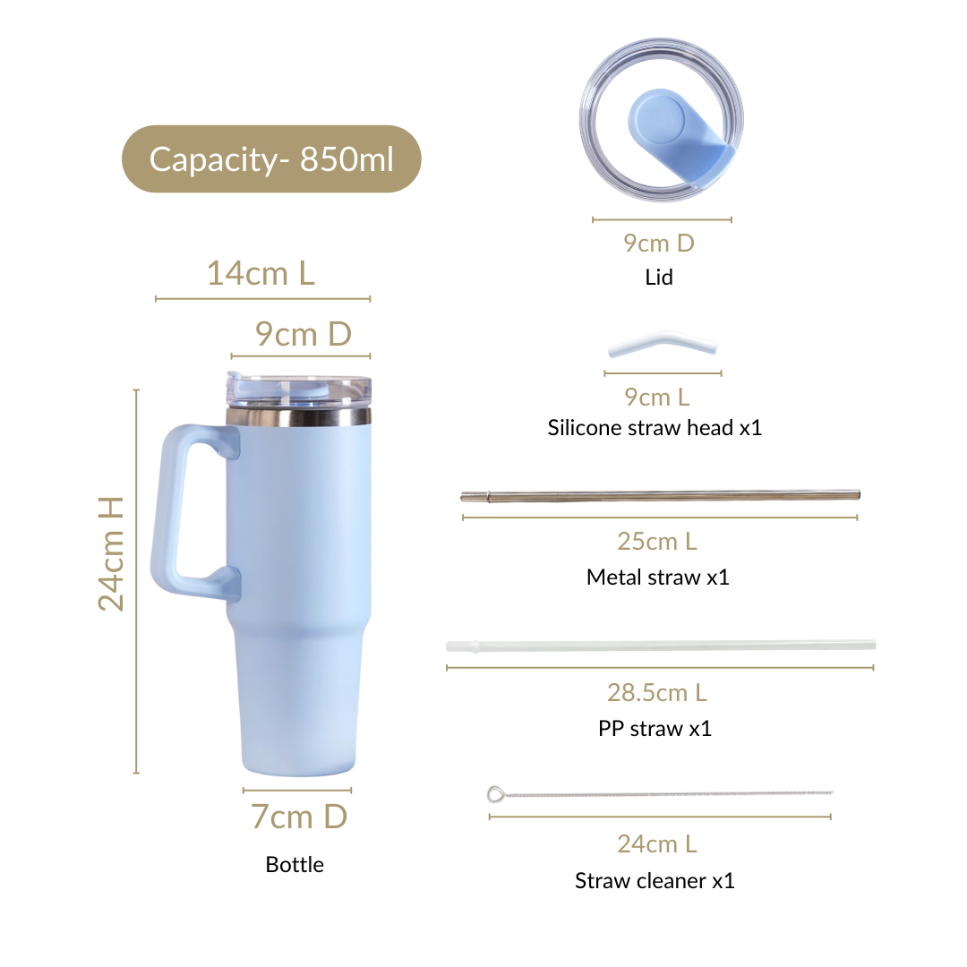 Glacio Leakproof Insulated Water Tumbler With Handle Arctic Blue 850ml