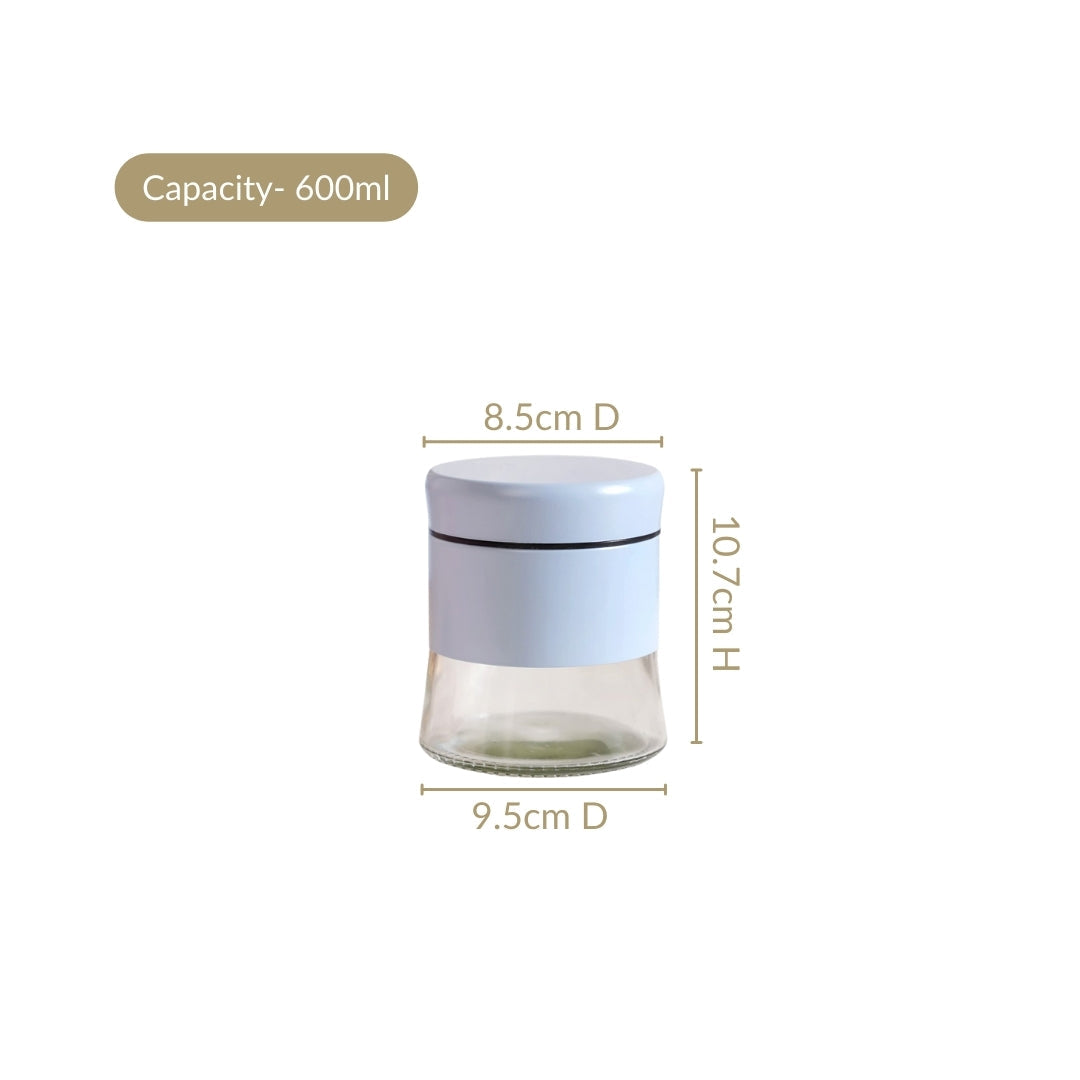 Blue Winnie Glass Jar With Metal Cover Set Of 4 600ml