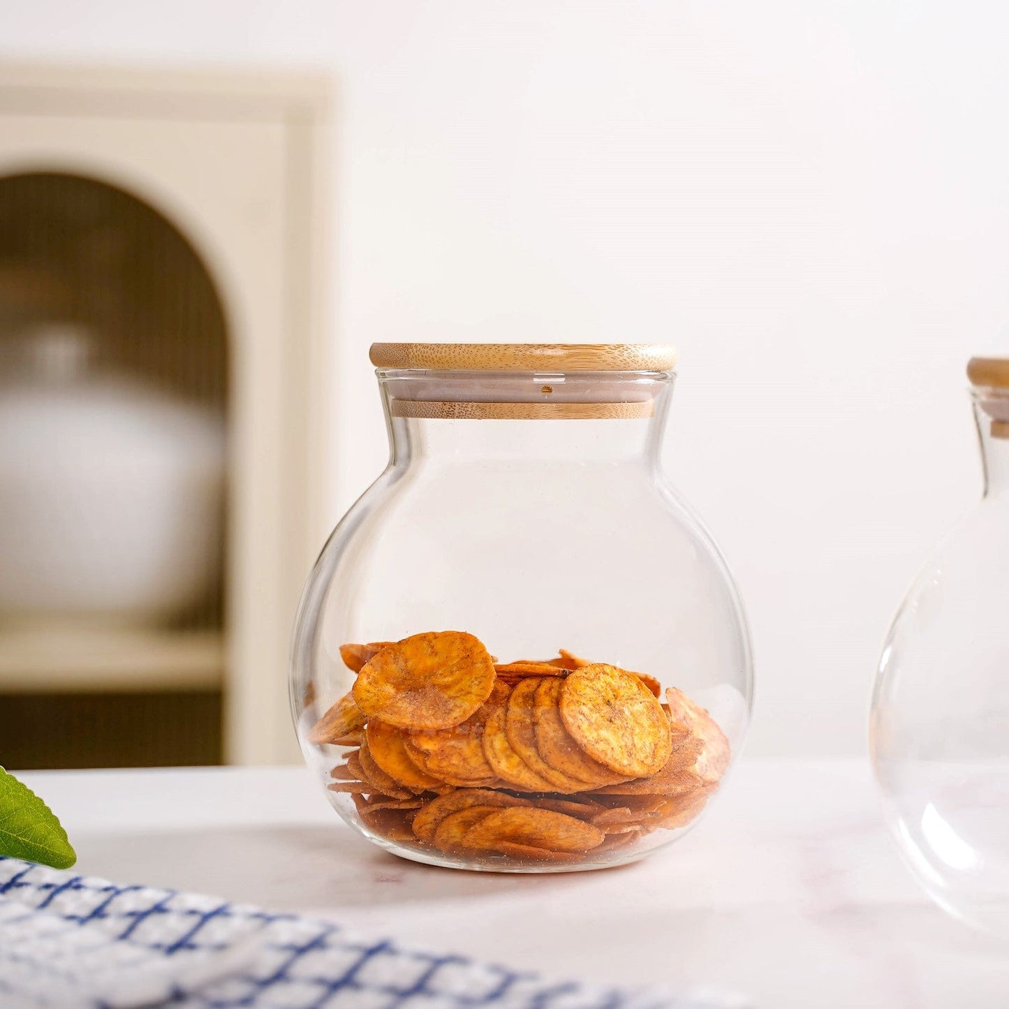 Glass Jar With Wooden Lid Small Set Of 2 500ml