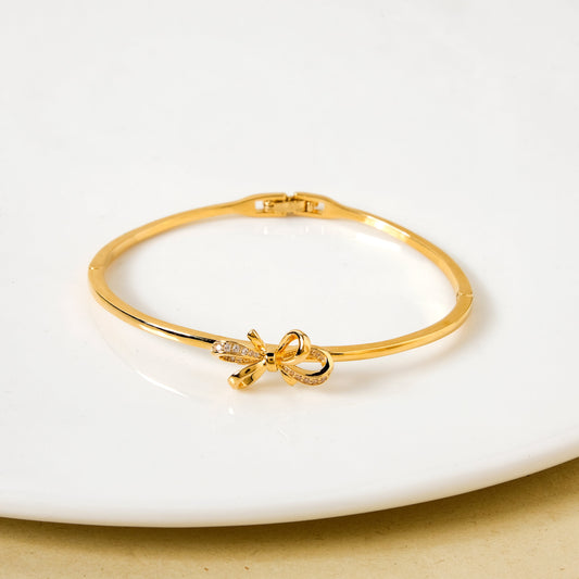 Gold Stone Studded Bow Bracelet