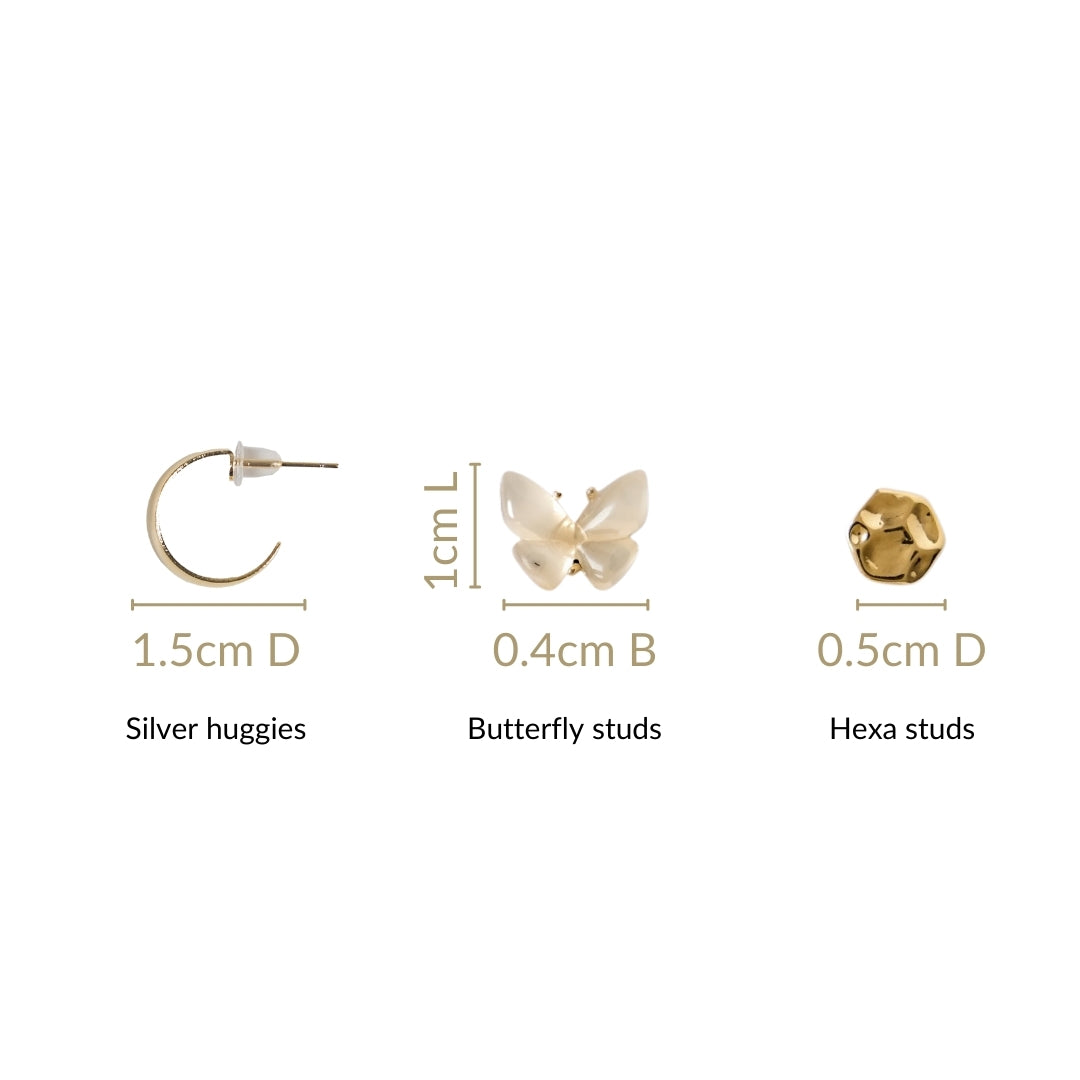 Gold Glamour Chic Earrings Set Of 3