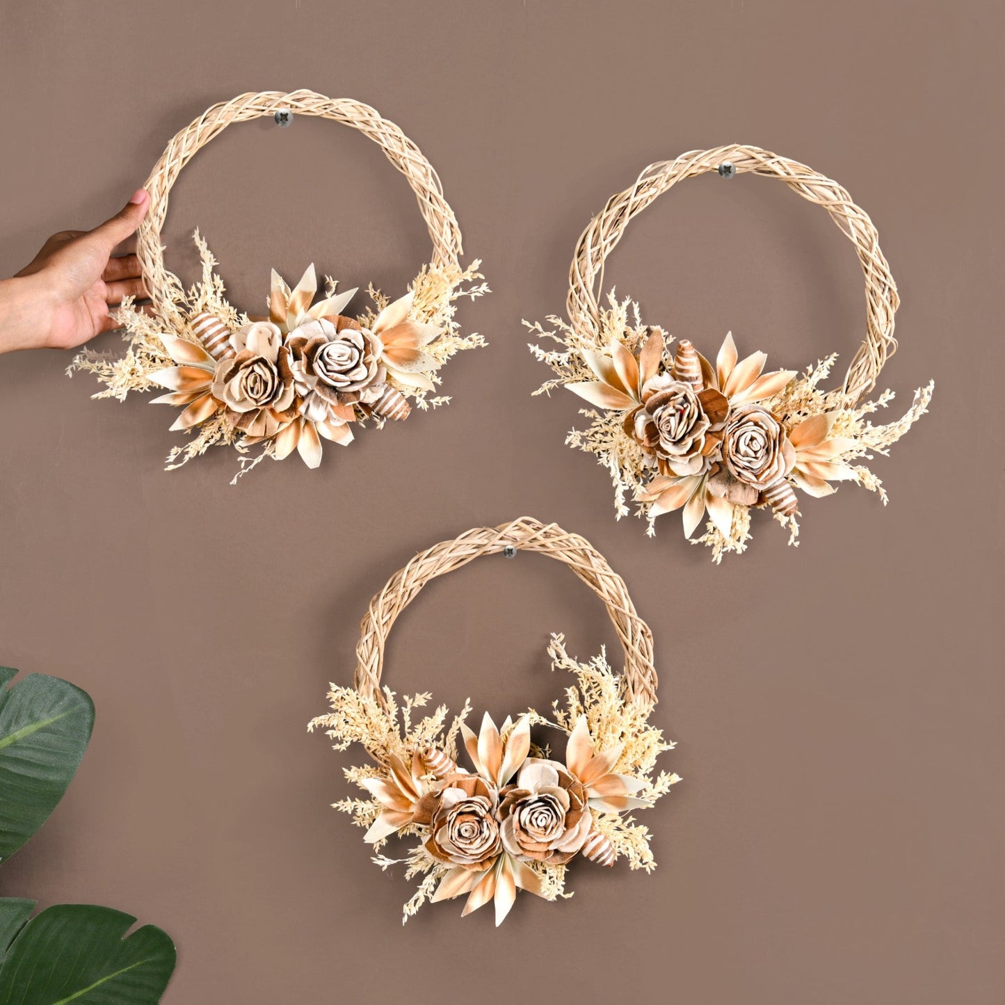 Golden Harvest Bloom Sustainable Flower Wreath Set Of 3