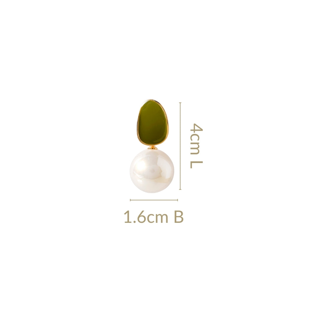 Green And Gold Pearl Earrings