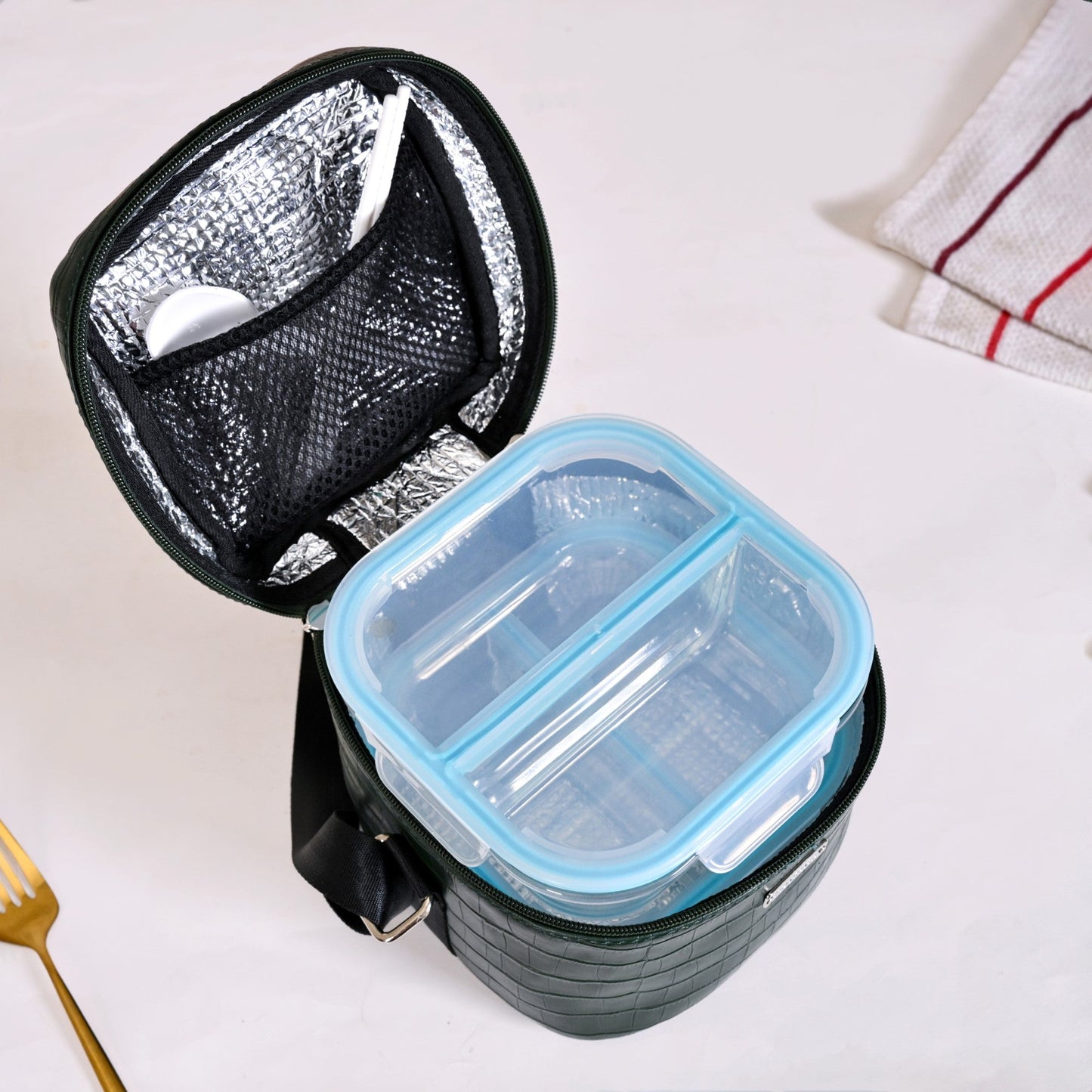Green Croco Lunch Bag With Insulation