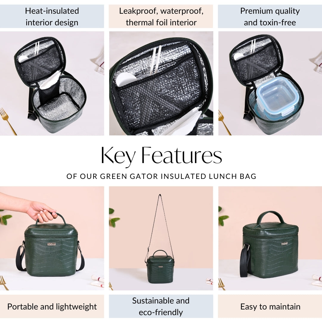 Luxe Insulated Lunch Bag Green
