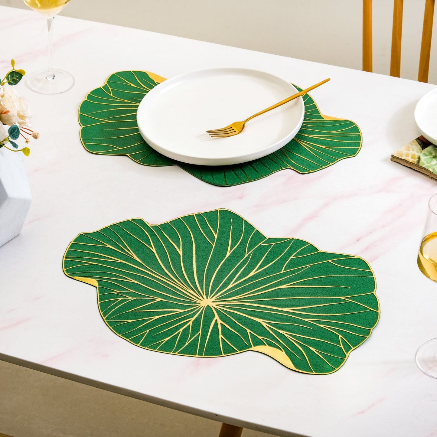 Lily Pad Placemats For Dining Table Green Set Of 6