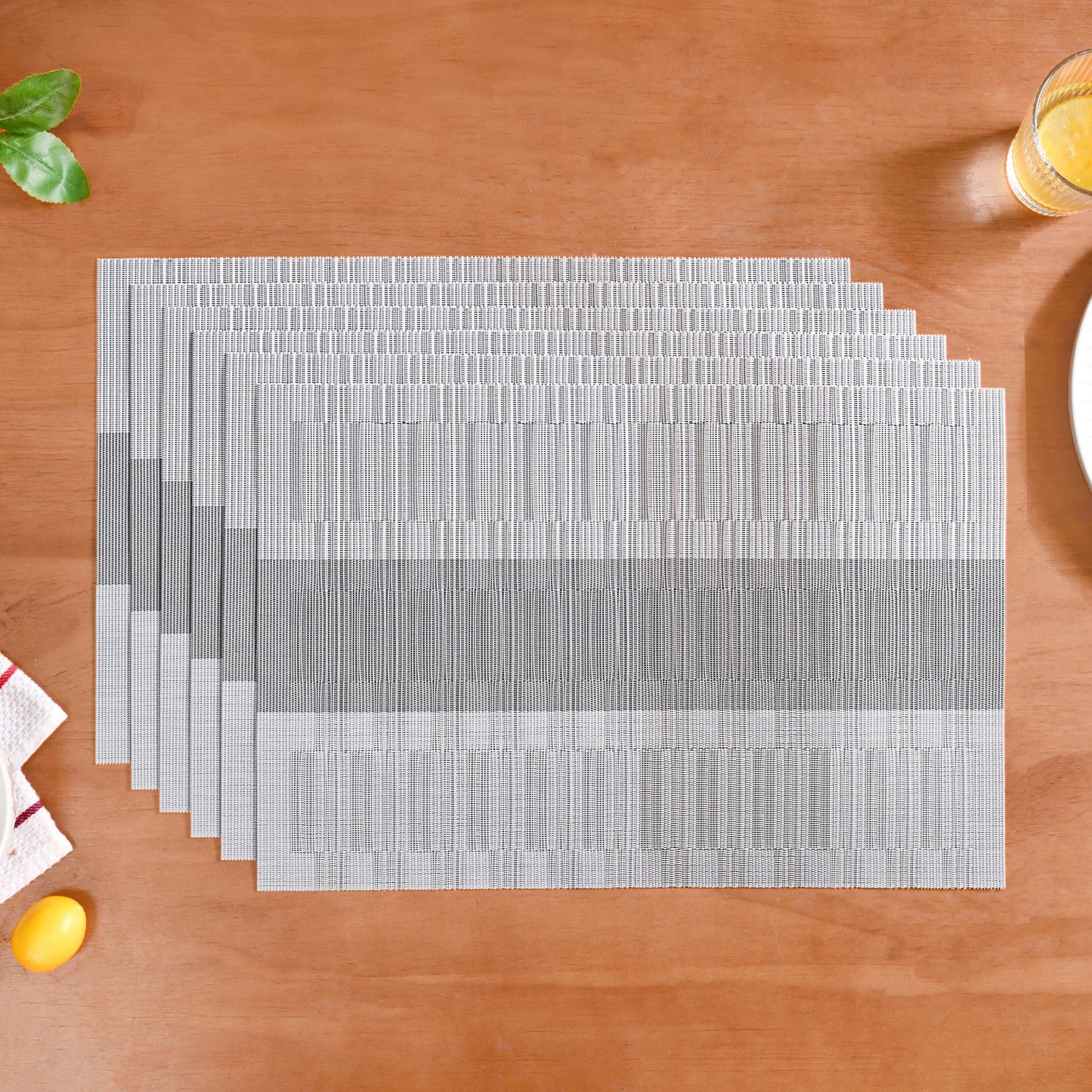 Grey Toned And Textured Mat Set Of 6