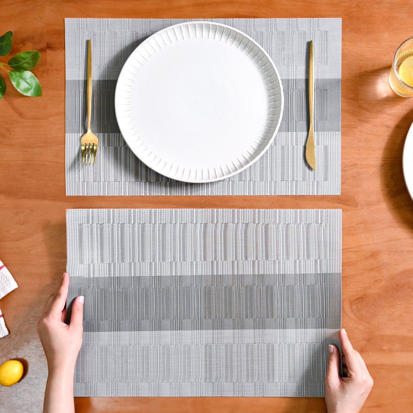 Grey Toned And Textured Mat Set Of 6