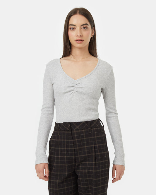 Treewaffle Ruched V-Neck Top