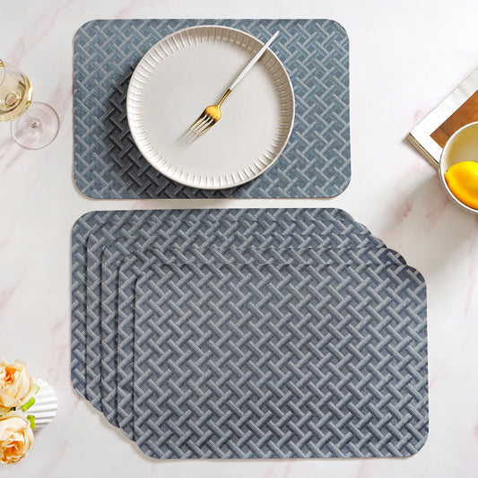Greyish Blue Weave Pattern Tablemat Set Of 6
