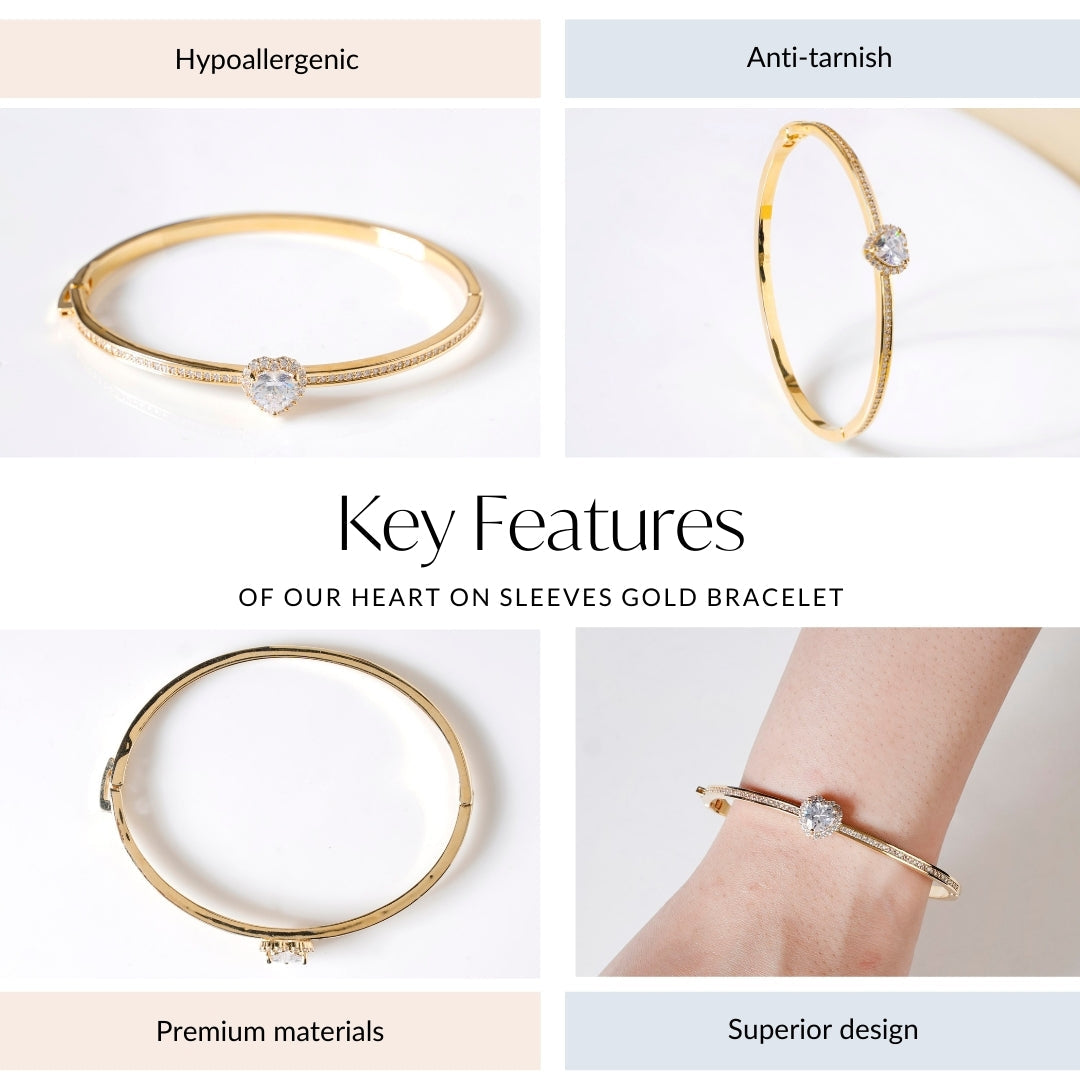 Heart On Sleeves Gold Bracelet