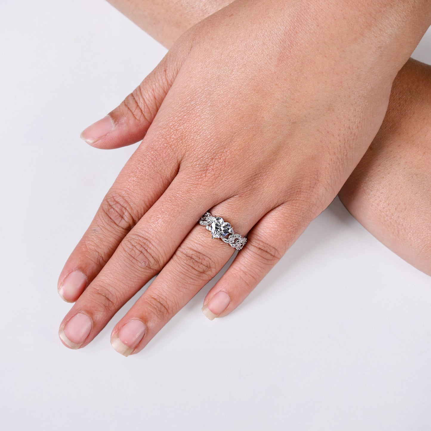 Heart Solitaire Knotted Silver Ring