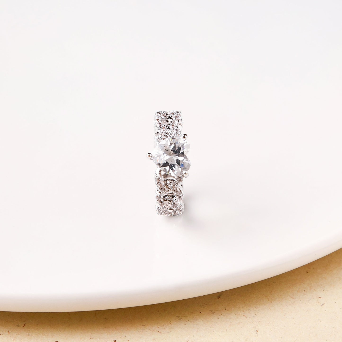 Heart Solitaire Knotted Silver Ring