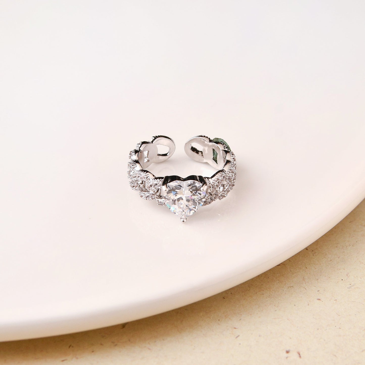 Heart Solitaire Knotted Silver Ring