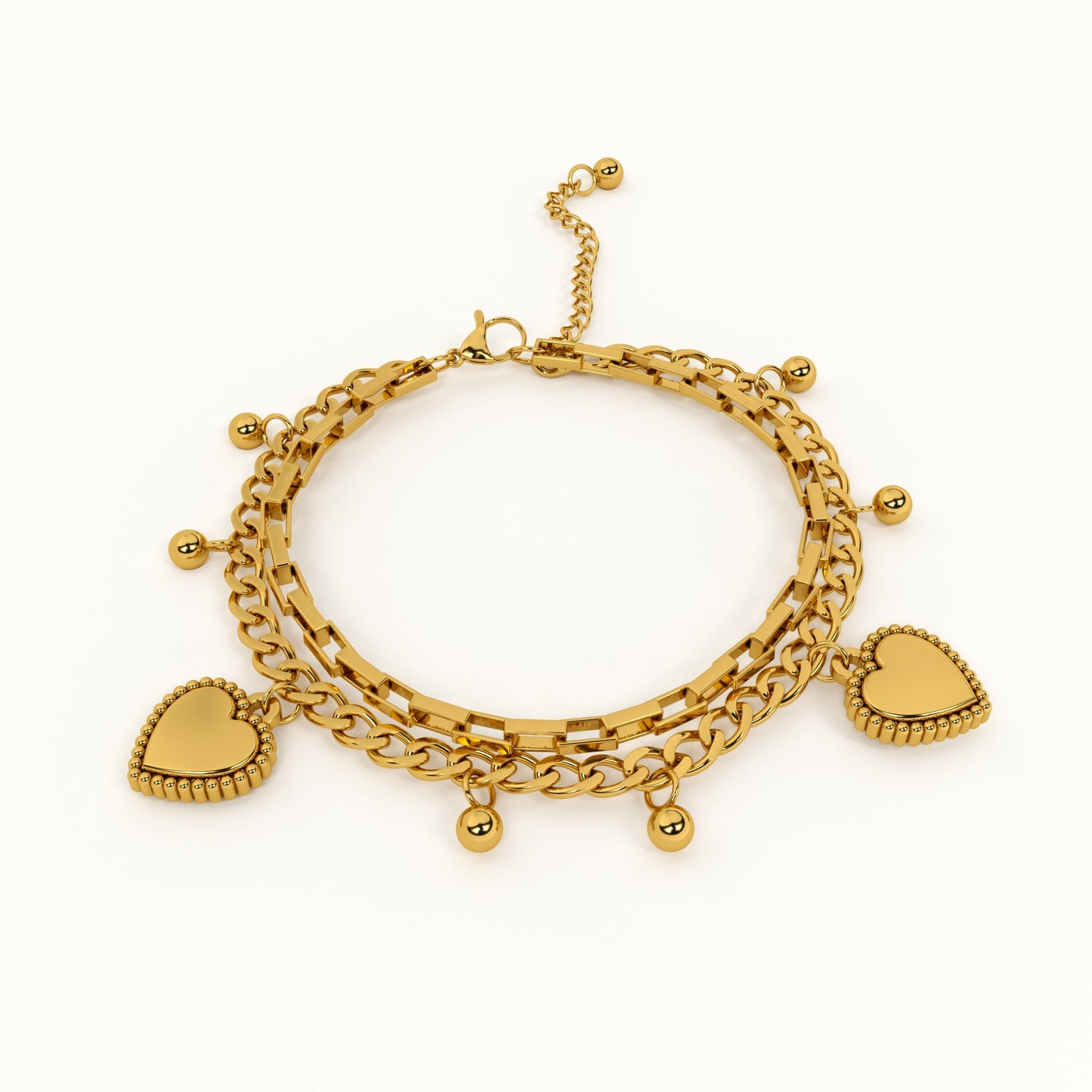 Classic Emerald Necklace & Hearts All Over Bracelet Jewellery Set