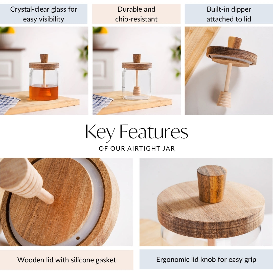 Airtight Lid Glass Honey Jar 500ml