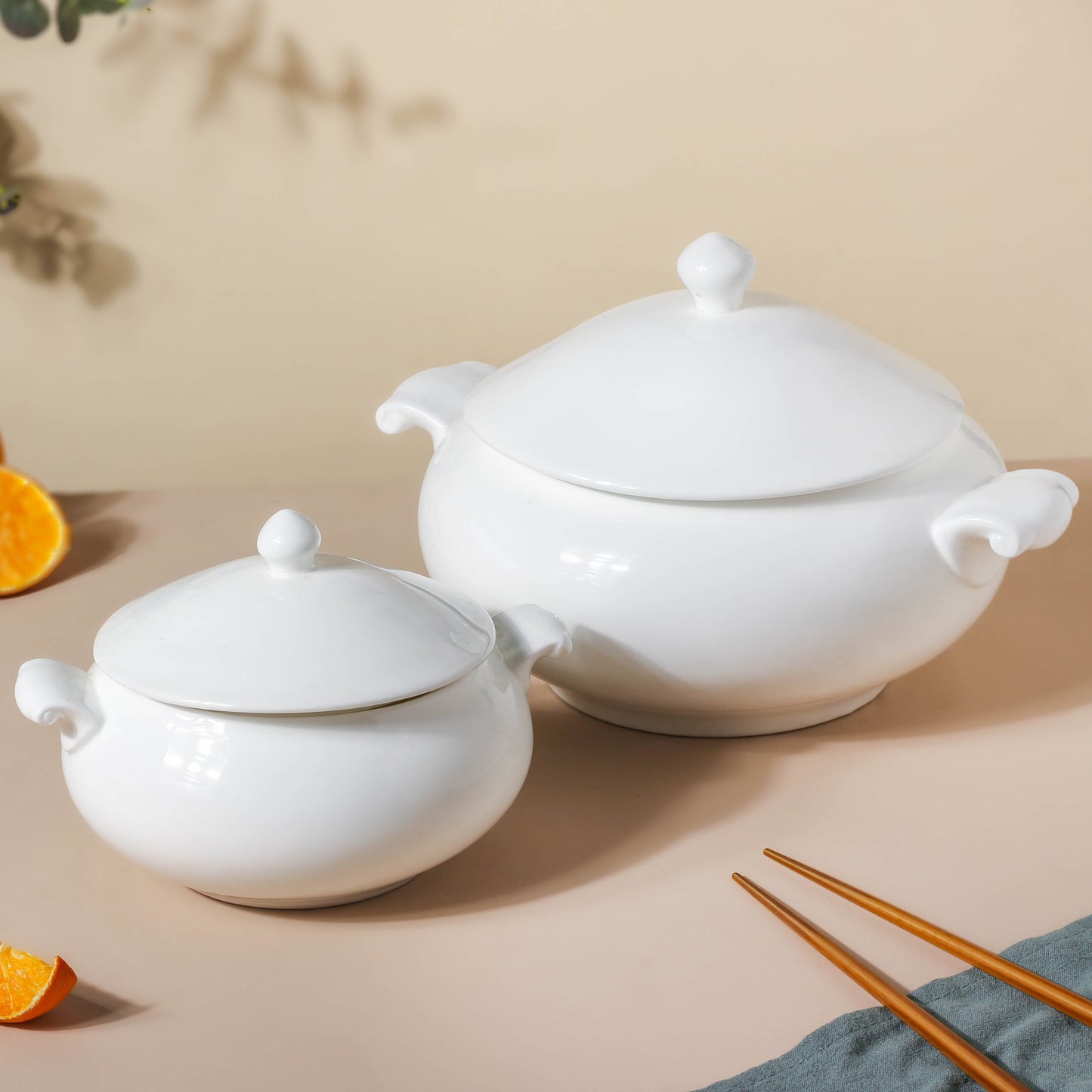 Serena Pearly White Serving Bowl With Lid Small 1 L