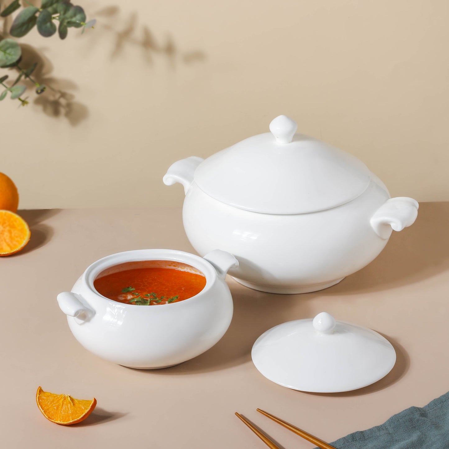 Serena Pearly White Serving Bowl With Lid Small 1 L