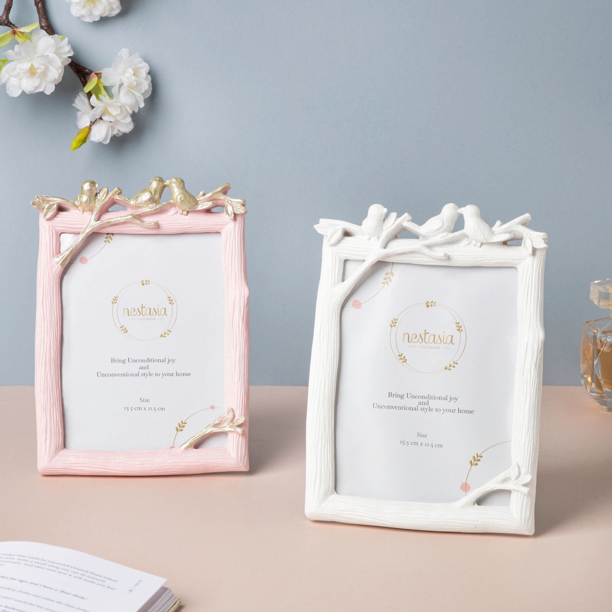 Nestling Birds White Photo Frame