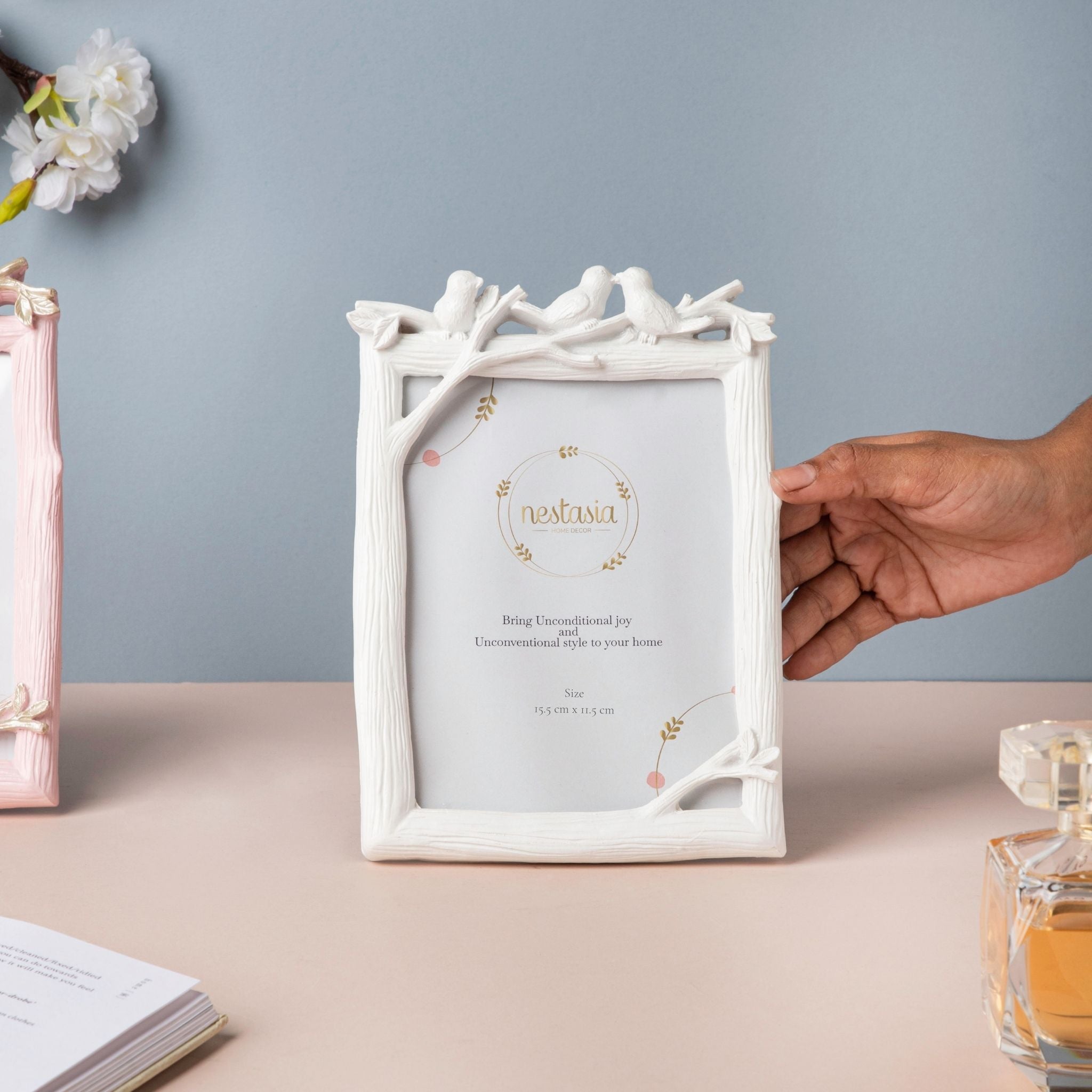 Nestling Birds White Photo Frame